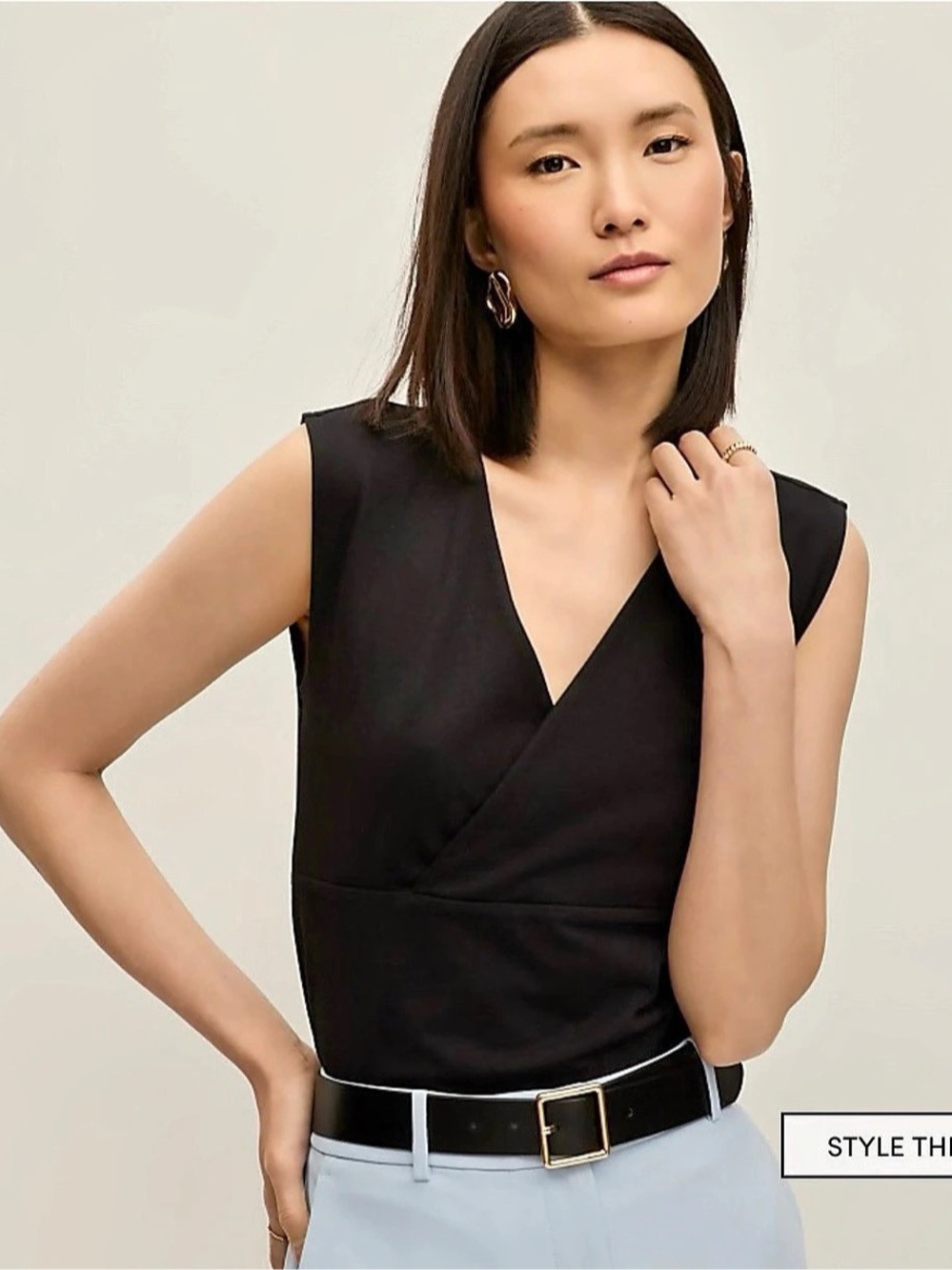 Ann Taylor Crossover V-neck shell- Small
